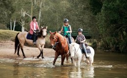 Family horseriding at Glenworth Valley, Central Coast